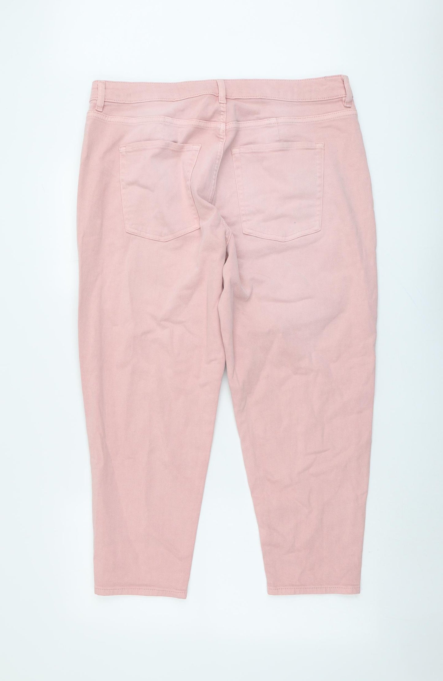 Marks and Spencer Womens Pink Cotton Mom Jeans Size 18 L25 in Regular Button