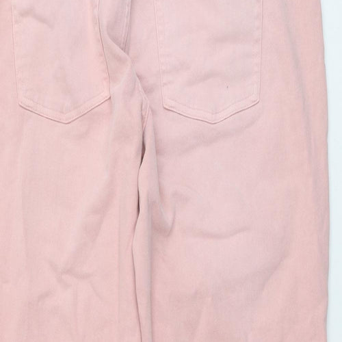 Marks and Spencer Womens Pink Cotton Mom Jeans Size 18 L25 in Regular Button