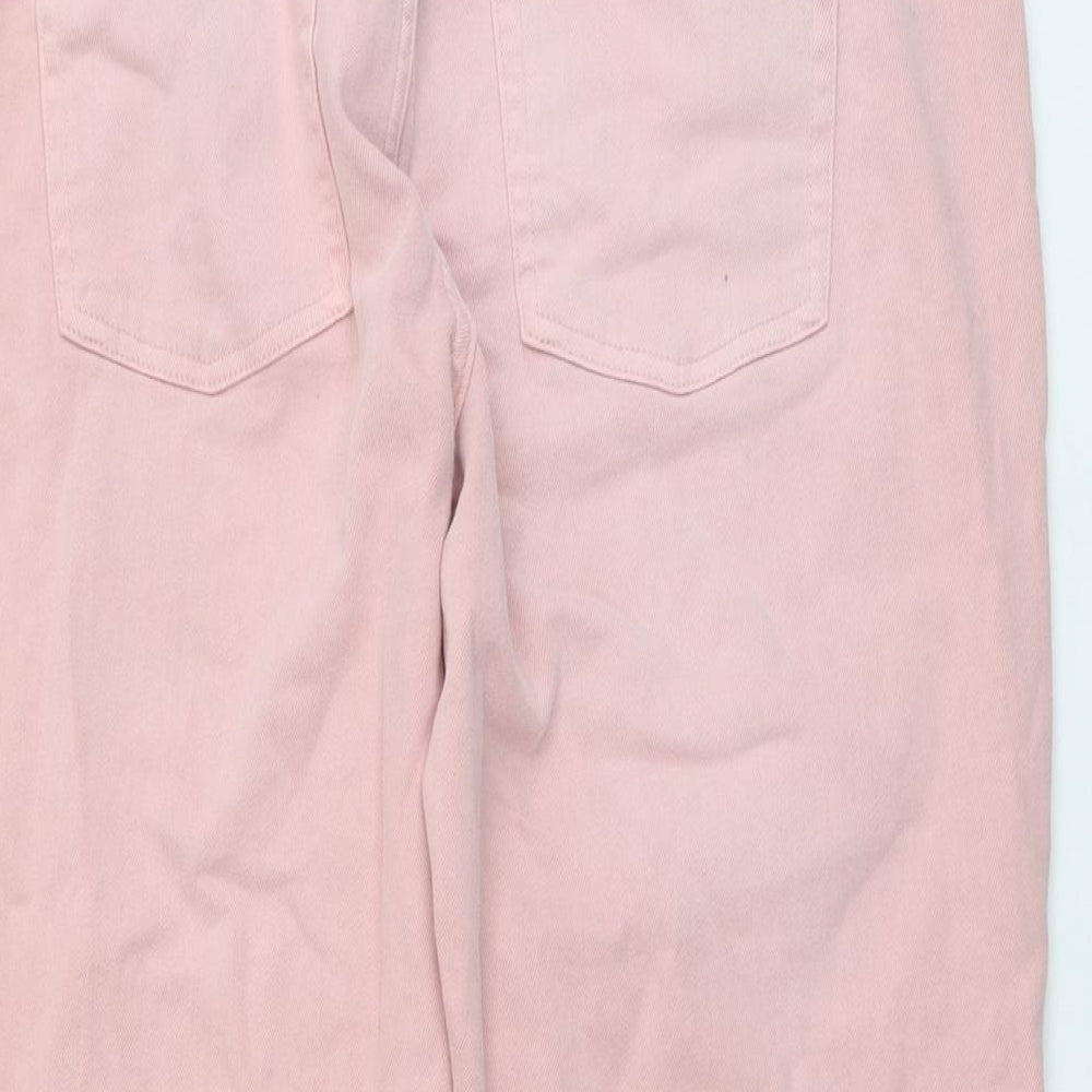 Marks and Spencer Womens Pink Cotton Mom Jeans Size 18 L25 in Regular Button
