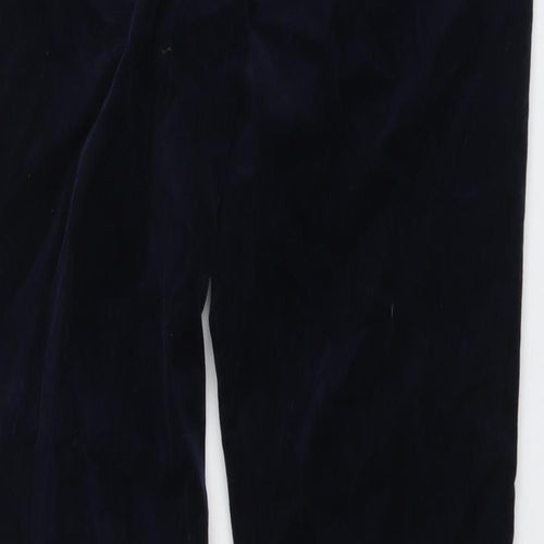 Per Una Womens Blue Cotton Trousers Size 12 L30 in Regular Button - Studded Pockets