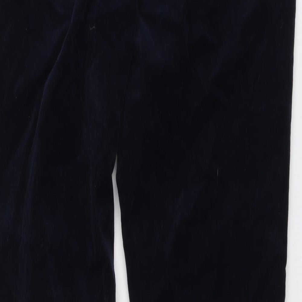 Per Una Womens Blue Cotton Trousers Size 12 L30 in Regular Button - Studded Pockets