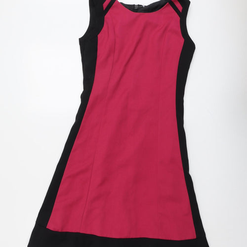 NEXT Womens Black Colourblock Polyester Shift Size 6 Round Neck Zip