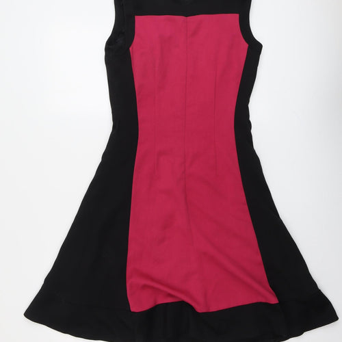 NEXT Womens Black Colourblock Polyester Shift Size 6 Round Neck Zip
