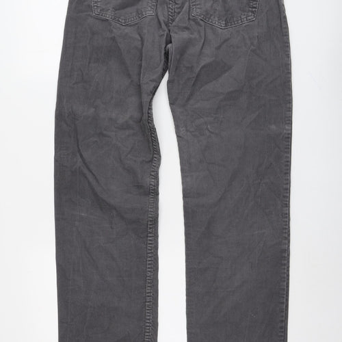 Blue Harbour Mens Grey Cotton Trousers Size 32 in L31 in Regular Button