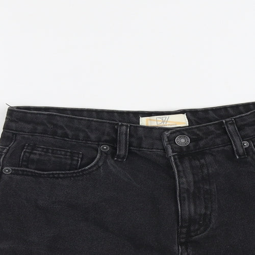 Don't Think Twice Womens Grey Cotton Hot Pants Shorts Size 10 L3 in Regular Button - Frayed Hem
