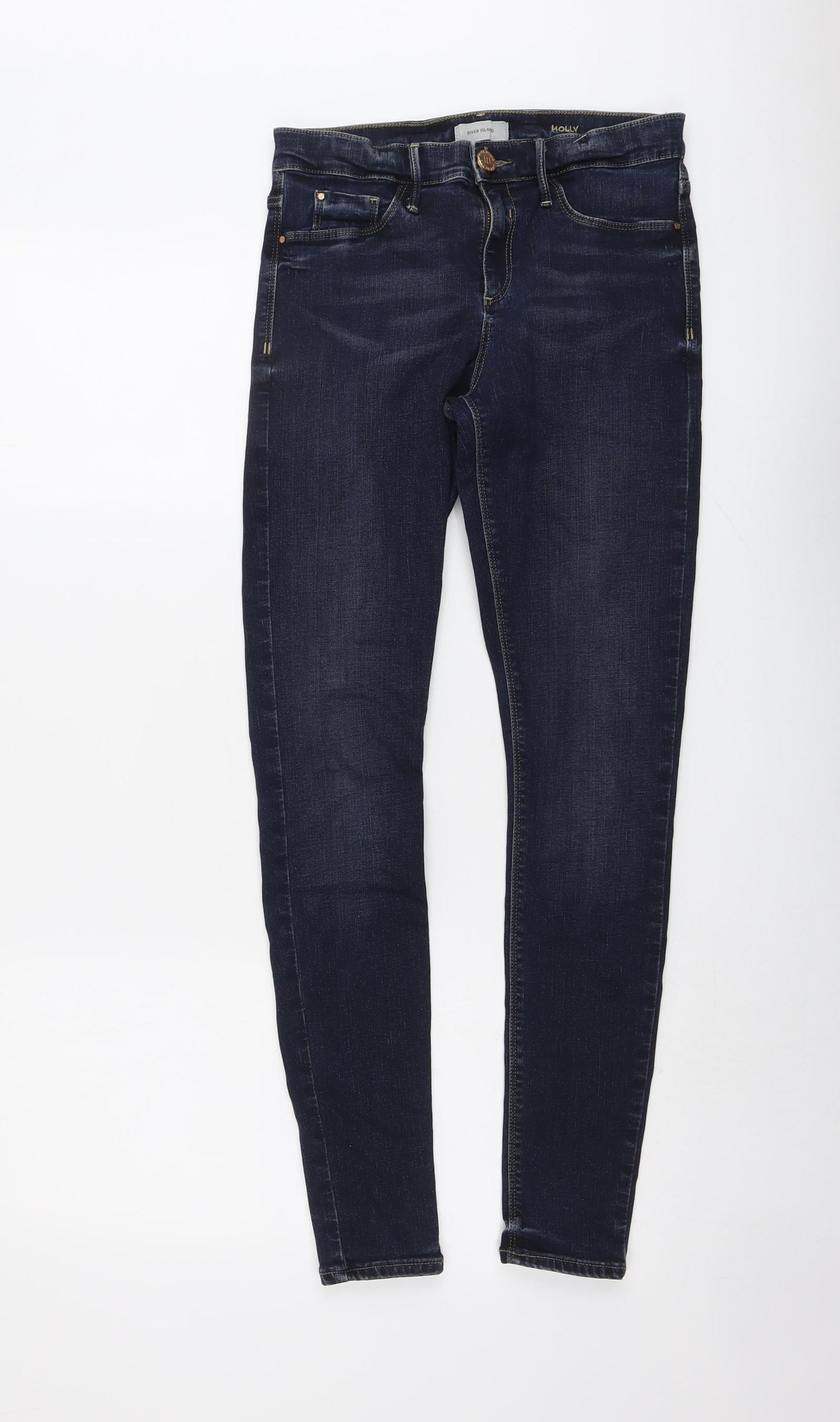 River Island Womens Blue Cotton Skinny Jeans Size 10 L29 in Regular Button