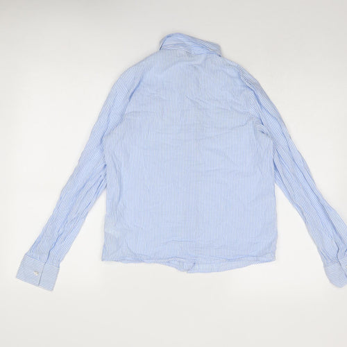 Divided by H&M Womens Blue Striped Cotton Basic Button-Up Size XS Collared
