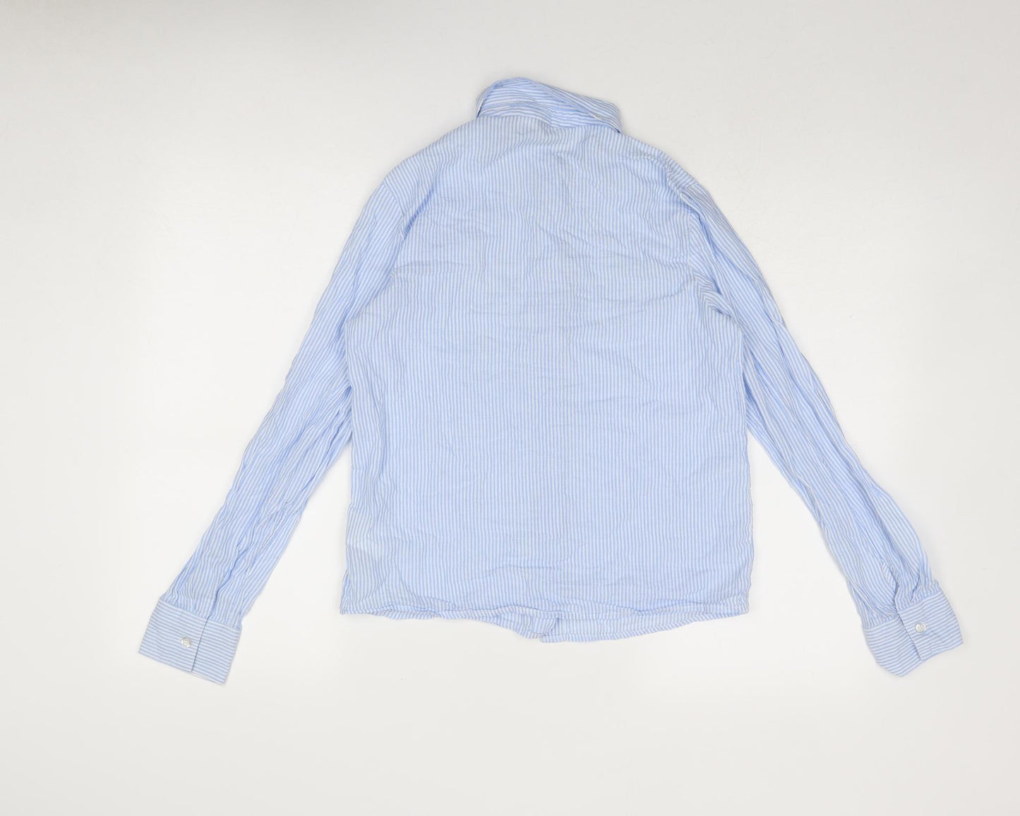 Divided by H&M Womens Blue Striped Cotton Basic Button-Up Size XS Collared