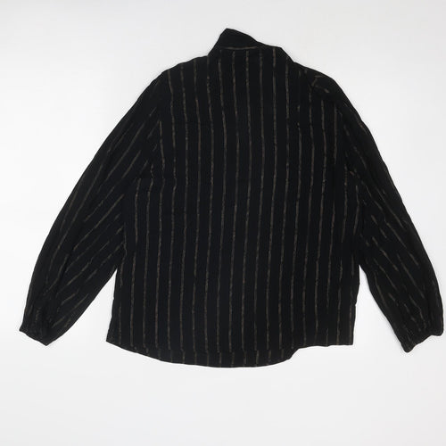 Marks and Spencer Womens Black Striped Viscose Basic Blouse Size 10 V-Neck