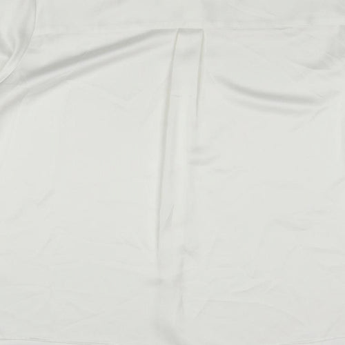 Marks and Spencer Womens Ivory Polyester Basic Blouse Size 24 Collared