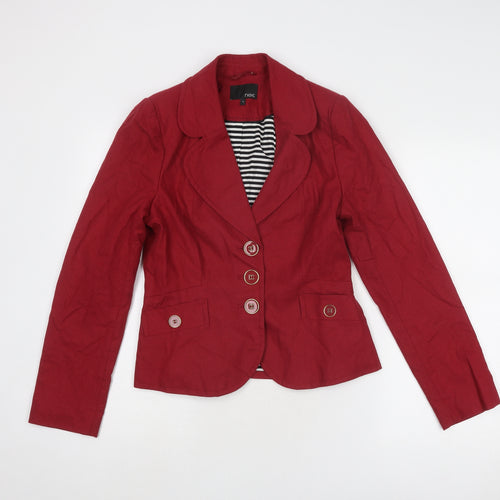 NEXT Womens Red Jacket Blazer Size 10 Button
