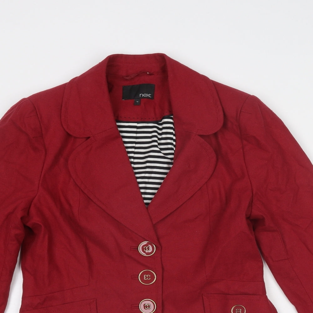 NEXT Womens Red Jacket Blazer Size 10 Button