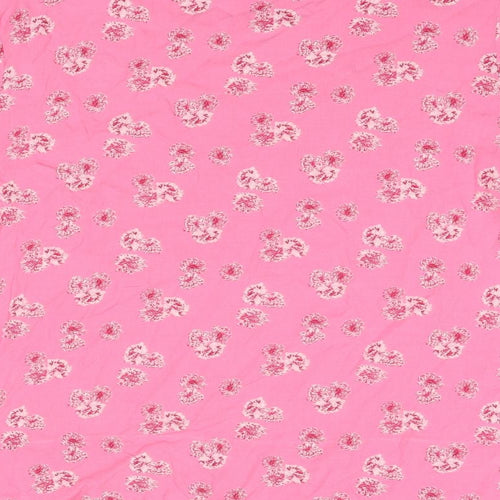 Marks and Spencer Womens Pink Floral Viscose Basic T-Shirt Size 12 Boat Neck