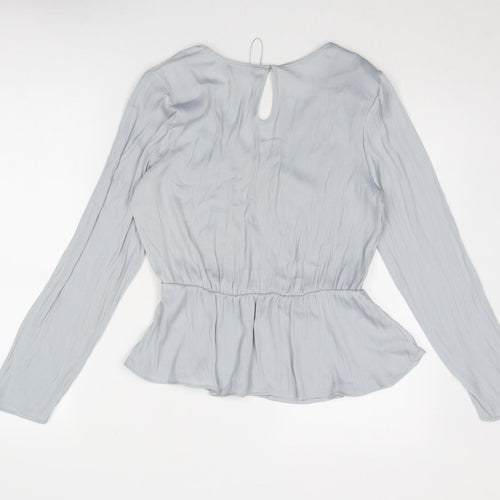 Marks and Spencer Womens Grey Polyester Basic Blouse Size 8 V-Neck - Peplum