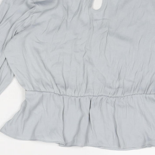 Marks and Spencer Womens Grey Polyester Basic Blouse Size 8 V-Neck - Peplum