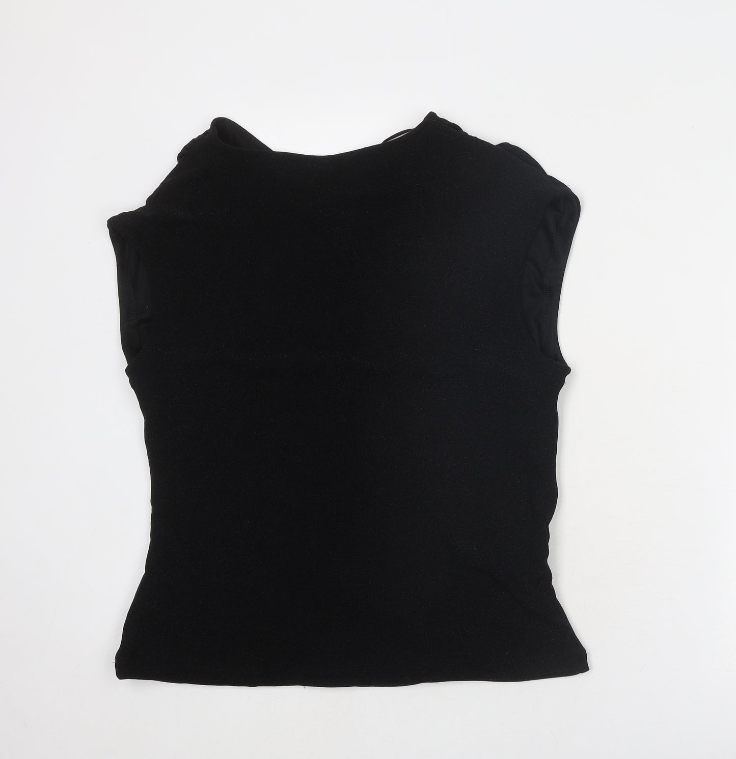 Marks and Spencer Womens Black Polyamide Basic T-Shirt Size 16 V-Neck - Wrap Style