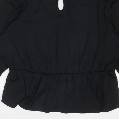 Marks and Spencer Womens Black Polyester Basic Blouse Size 22 V-Neck - Peplum