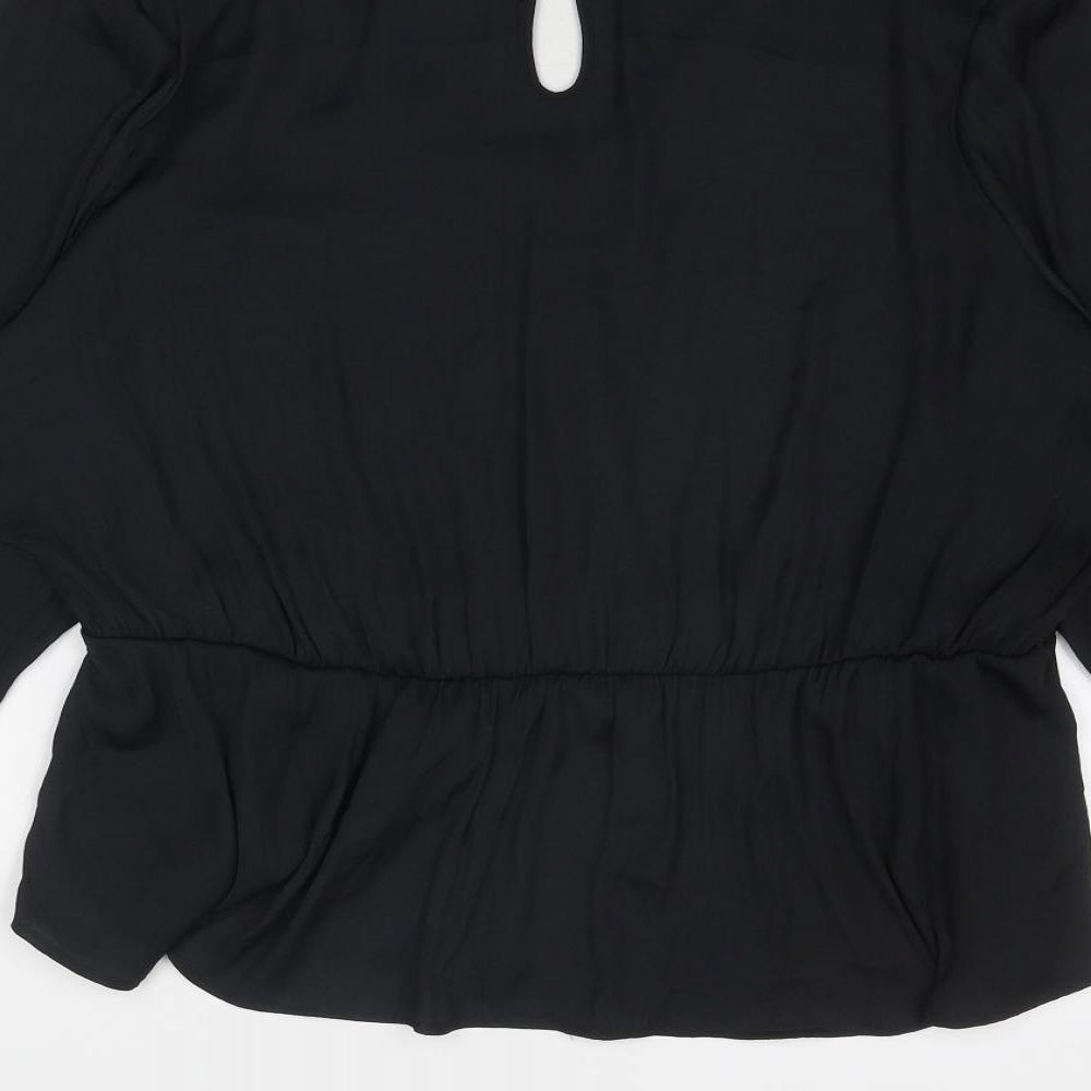 Marks and Spencer Womens Black Polyester Basic Blouse Size 22 V-Neck - Peplum