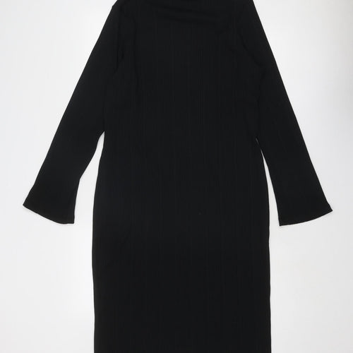 Marks and Spencer Womens Black Polyester A-Line Size 16 Boat Neck Pullover