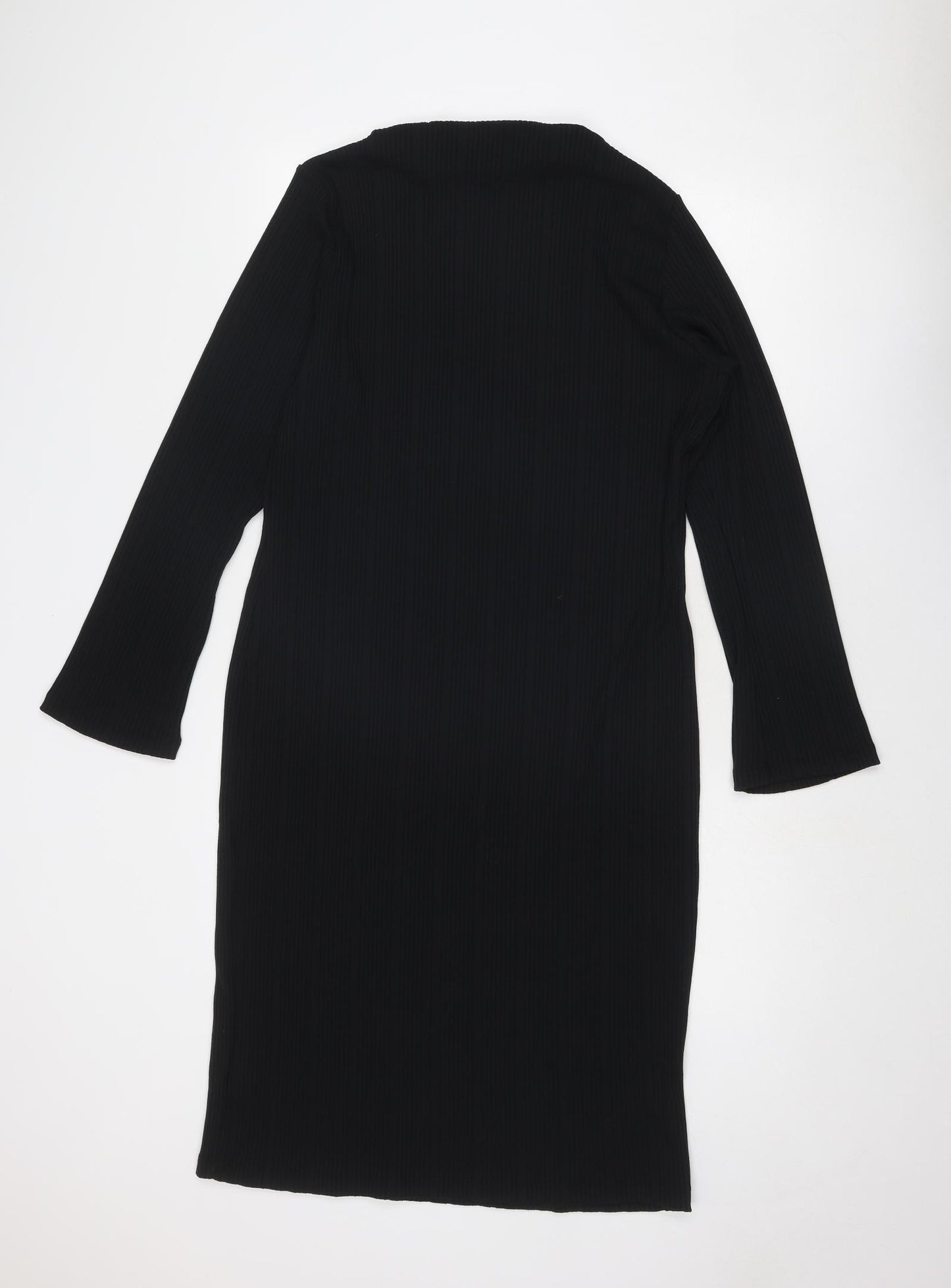 Marks and Spencer Womens Black Polyester A-Line Size 16 Boat Neck Pullover