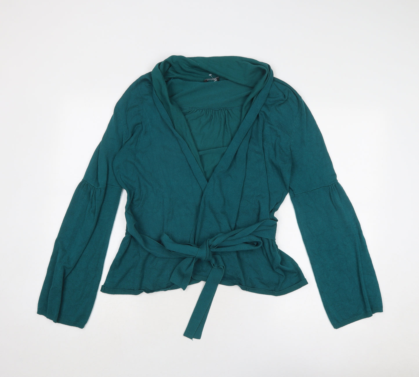 Planet Womens Blue V-Neck Viscose Wrap Jumper Size M