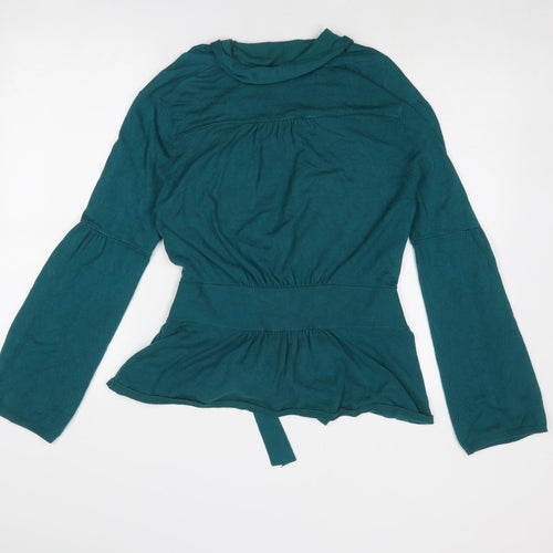 Planet Womens Blue V-Neck Viscose Wrap Jumper Size M