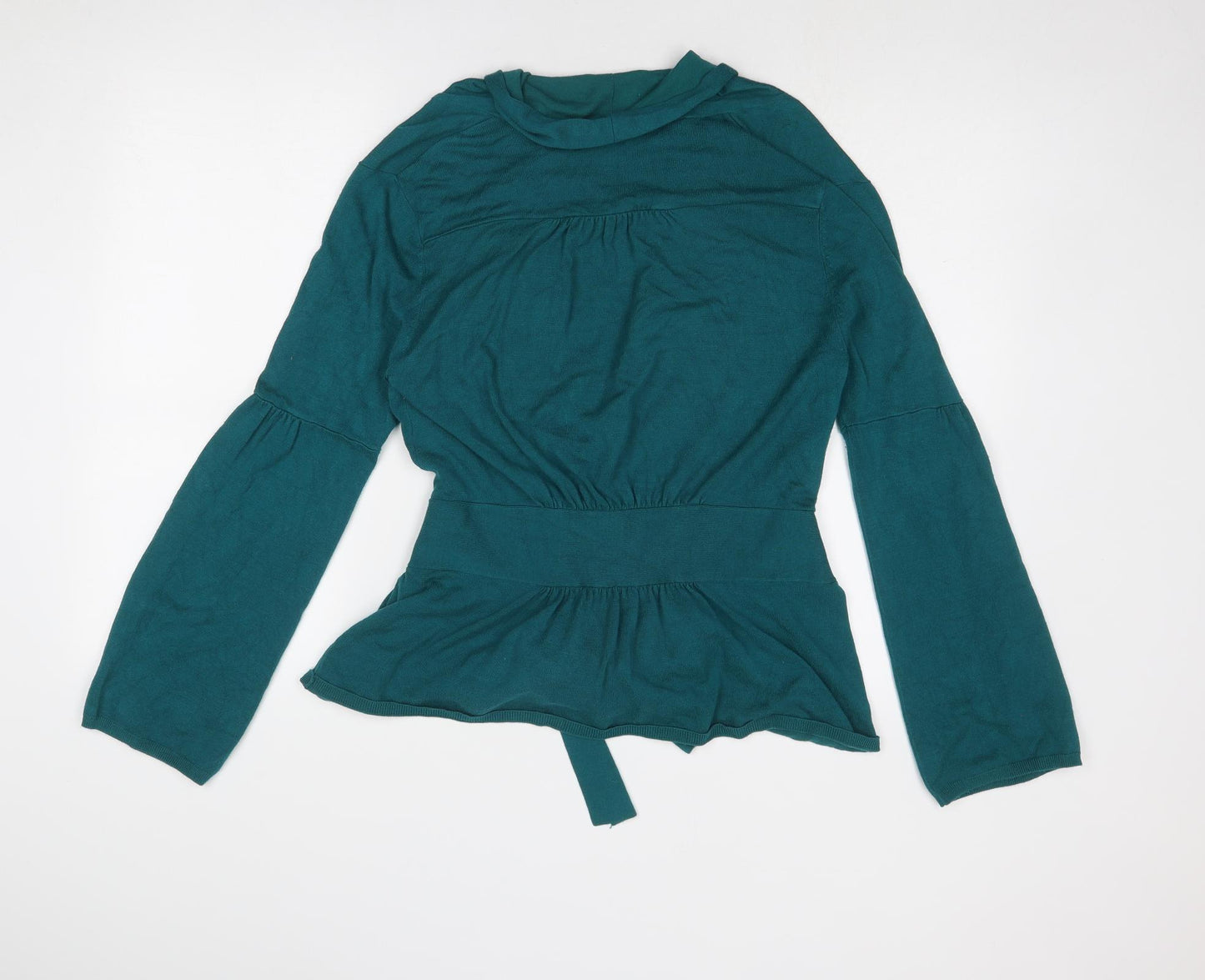 Planet Womens Blue V-Neck Viscose Wrap Jumper Size M