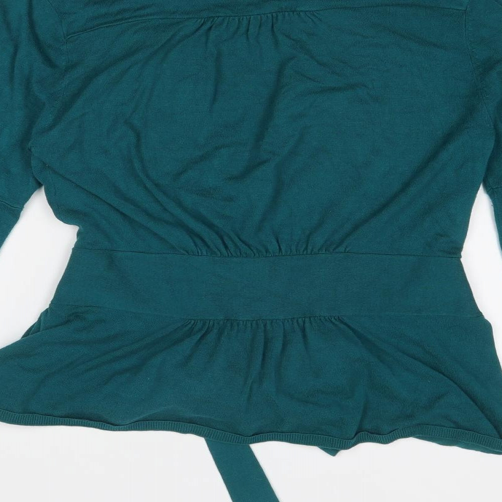 Planet Womens Blue V-Neck Viscose Wrap Jumper Size M