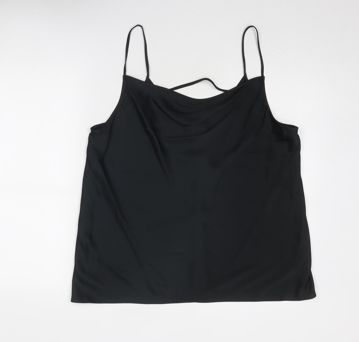 Marks and Spencer Womens Black Polyester Camisole Tank Size 20 Cowl Neck