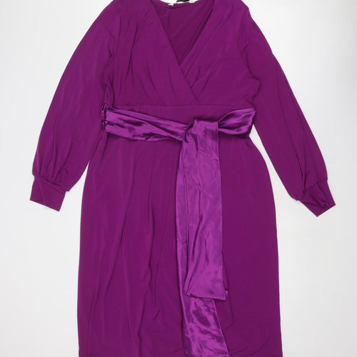 Kaleidoscope Womens Purple Polyester A-Line Size 14 V-Neck Pullover