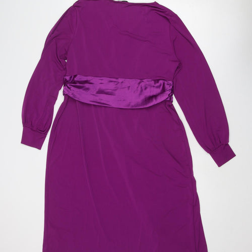 Kaleidoscope Womens Purple Polyester A-Line Size 14 V-Neck Pullover