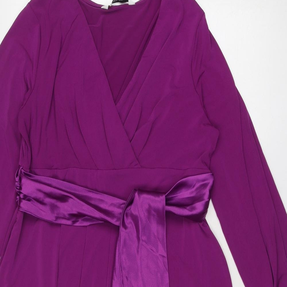 Kaleidoscope Womens Purple Polyester A-Line Size 14 V-Neck Pullover