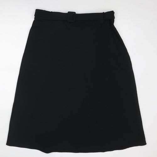 Marks and Spencer Womens Black Polyester Swing Skirt Size 20 Zip - Belt Included