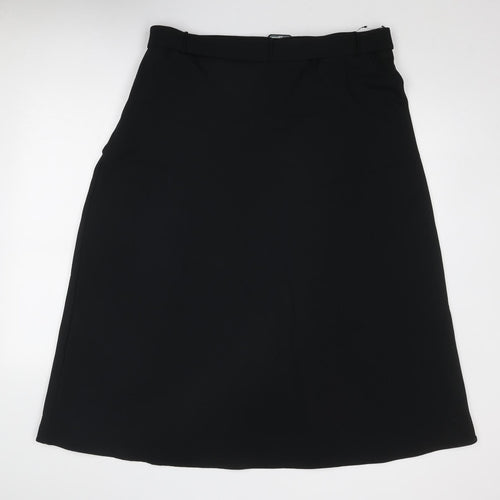 Marks and Spencer Womens Black Polyester Swing Skirt Size 20 Zip - Belt Included