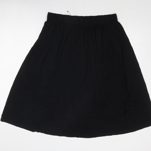 Marks and Spencer Womens Black Viscose Swing Skirt Size 14
