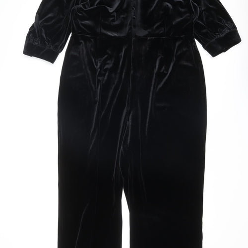 Marks and Spencer Womens Black Polyester Jumpsuit One-Piece Size 18 Zip