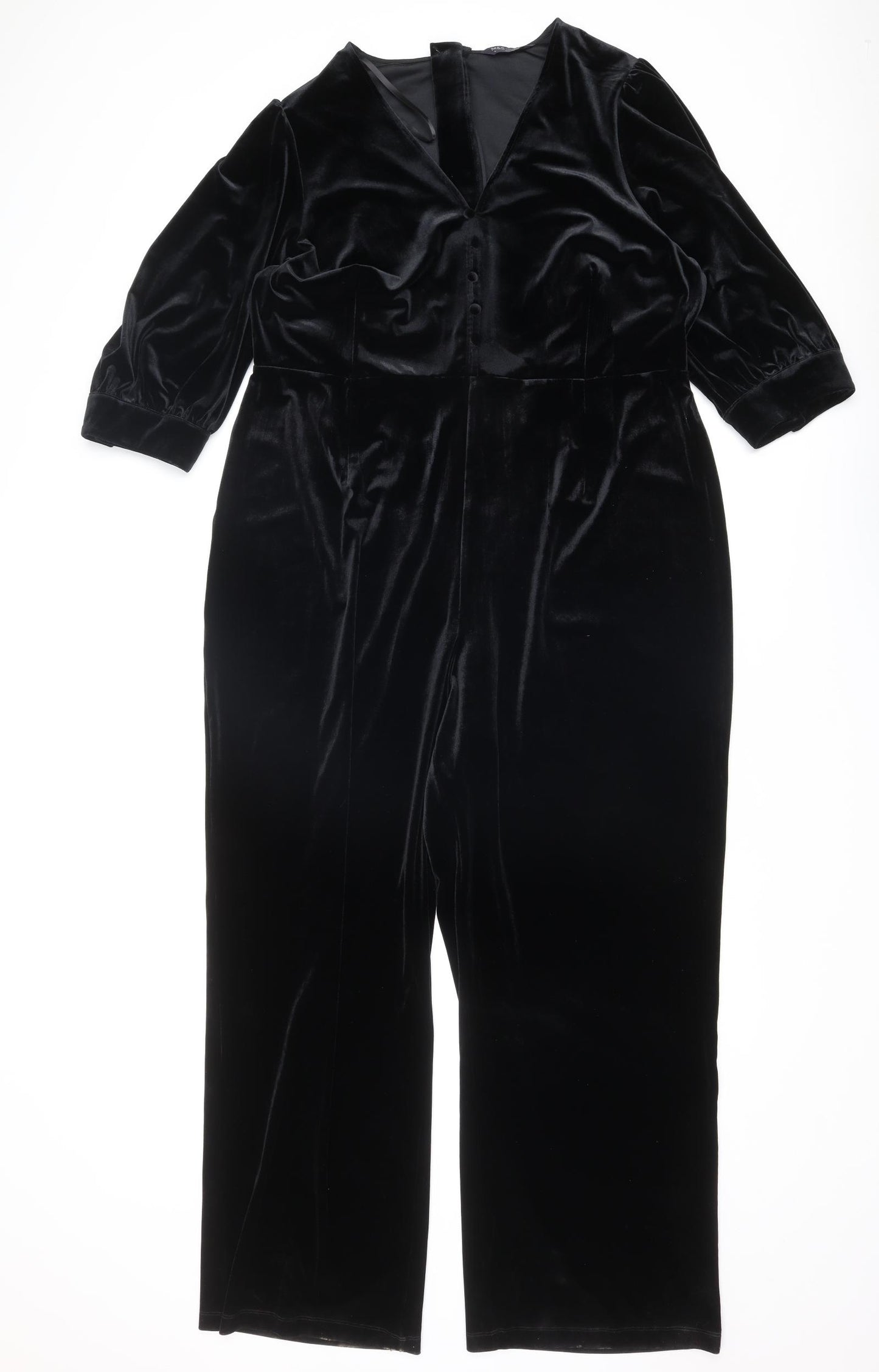 Marks and Spencer Womens Black Polyester Jumpsuit One-Piece Size 18 Zip
