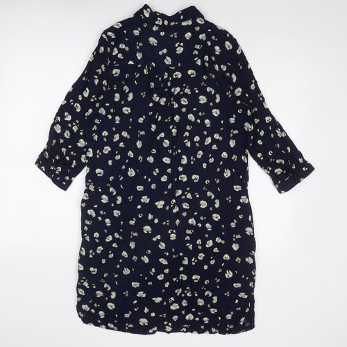 NEXT Womens Blue Geometric Viscose Shirt Dress Size 14 Collared Button