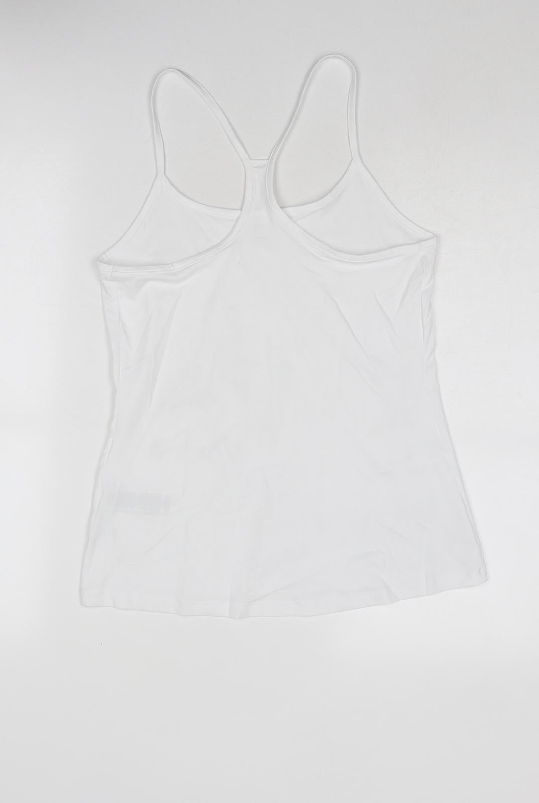 Marks and Spencer Womens White Polyester Basic Tank Size 12 Round Neck Pullover