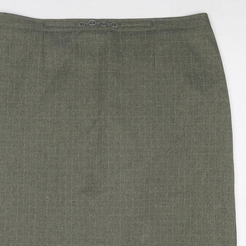 EWM Womens Green Geometric Polyester A-Line Skirt Size 20