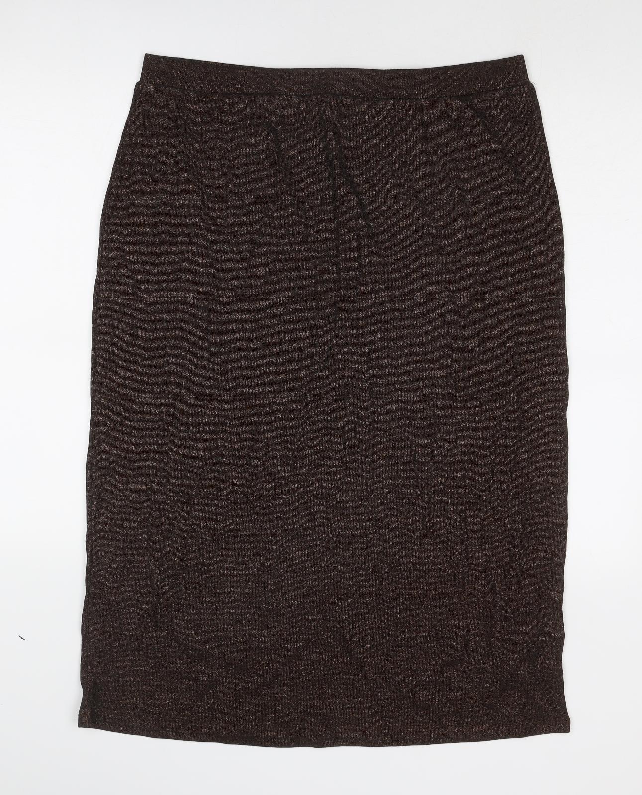 Marks and Spencer Womens Brown Cotton A-Line Skirt Size 18
