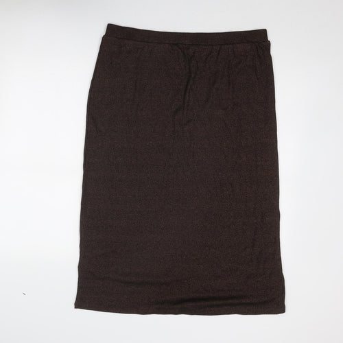 Marks and Spencer Womens Brown Cotton A-Line Skirt Size 18