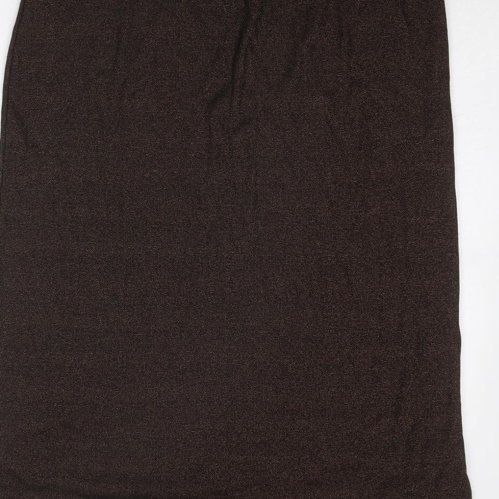 Marks and Spencer Womens Brown Cotton A-Line Skirt Size 18