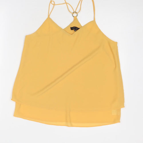 New Look Womens Yellow Polyester Camisole Tank Size 14 V-Neck