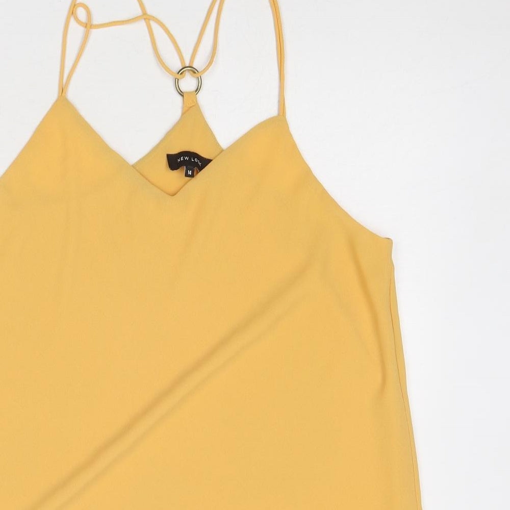 New Look Womens Yellow Polyester Camisole Tank Size 14 V-Neck