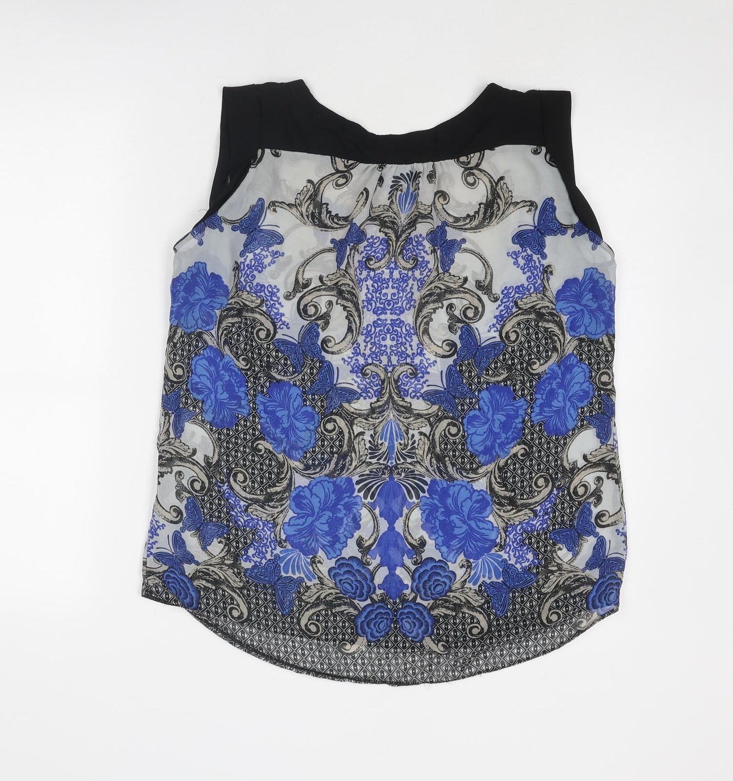 Dorothy Perkins Womens Multicoloured Floral Polyester Basic Blouse Size 14 Boat Neck