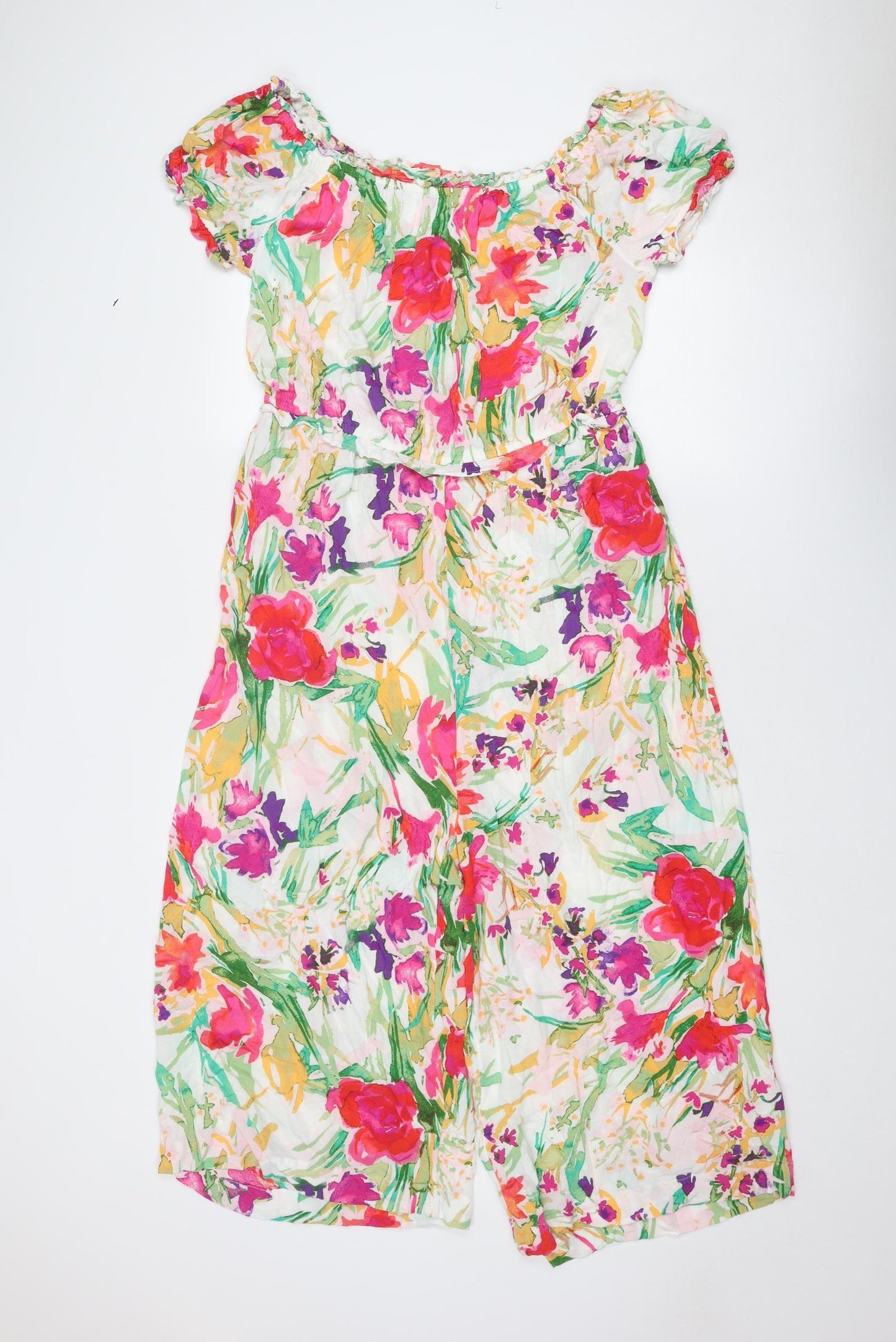 NEXT Womens Multicoloured Floral Polyester Playsuit One-Piece Size 16 Pullover
