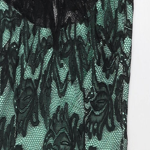 Hybrid Womens Black Geometric Polyester A-Line Size 12 Round Neck Zip