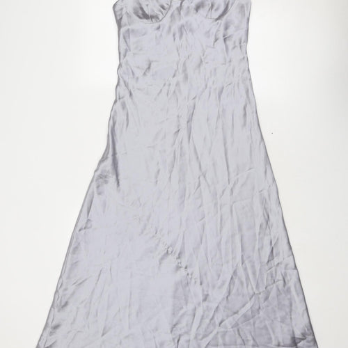 Zara Womens Grey Polyester Slip Dress Size S Sweetheart Pullover