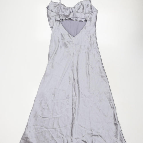 Zara Womens Grey Polyester Slip Dress Size S Sweetheart Pullover